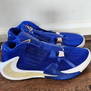 Nike Zoom Air Freak 1 GS Greece Royal Blue Gold Basketball Shoe Size 7 US